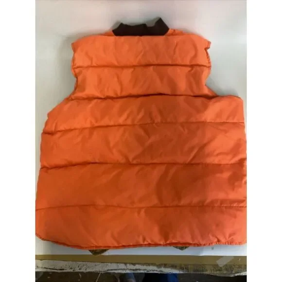 Vintage 80s Mens Reversible Hunting Puffer Vest Duck Down Kmart Neon Orange XL - Picture 7 of 12